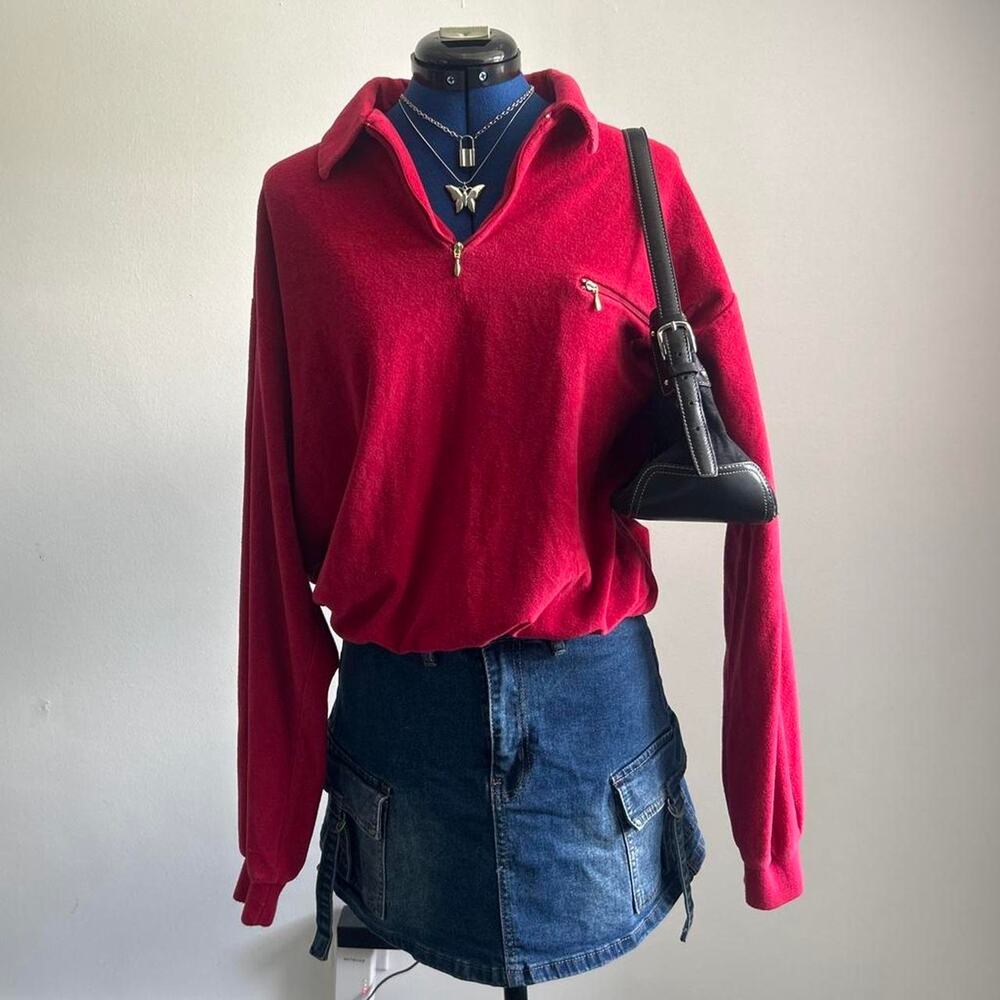 Vintage 80s/90s Alan Stuart Red Quarter Zip - Size Medium